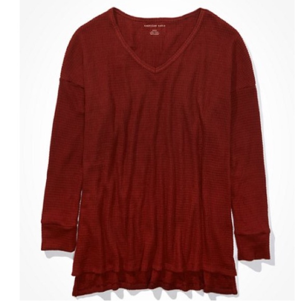 American Eagle waffle Tunic, Rust, XS